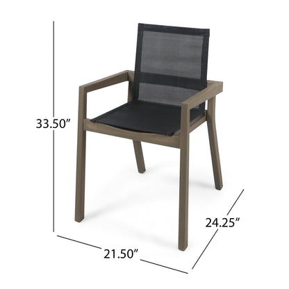 Christopher Knight Home Zion Acacia Wood Outdoor Dining Set for 6, 7 Piece Patio Dining Table and Chair Set, Wooden Outdoor Dining Armchair and Table Set, Teak+Dark Grey+Grey