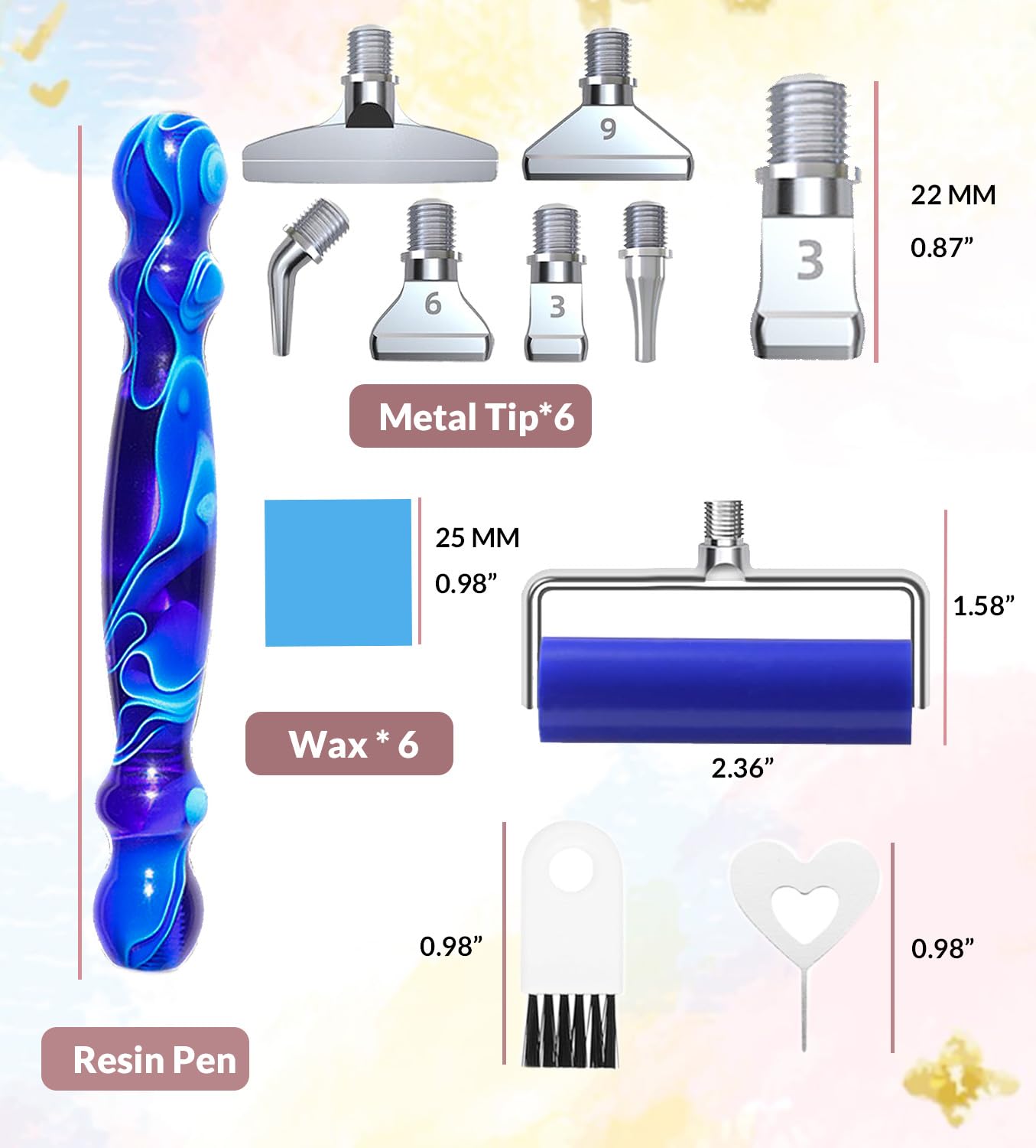 Hailivike 17PCS Threaded Diamond Art Tools, Upgraded Stainless Steel Tips Diamond Painting Pen No Loosen, Blue Set