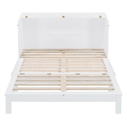 PVWIIK Queen Size Murphy Bed with Drawer for Bedroom/Living Room/Small Space,Cabinet Bed Frame/Space Saving Design, No Box Spring Needed,White