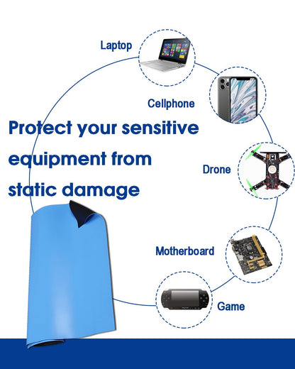 Anti Static Mat for Pc ESD Mat: 24"X48" Soldering Table Mat Kit Computer Electronics Repair- Heat Resistant Static Mat（Blue）