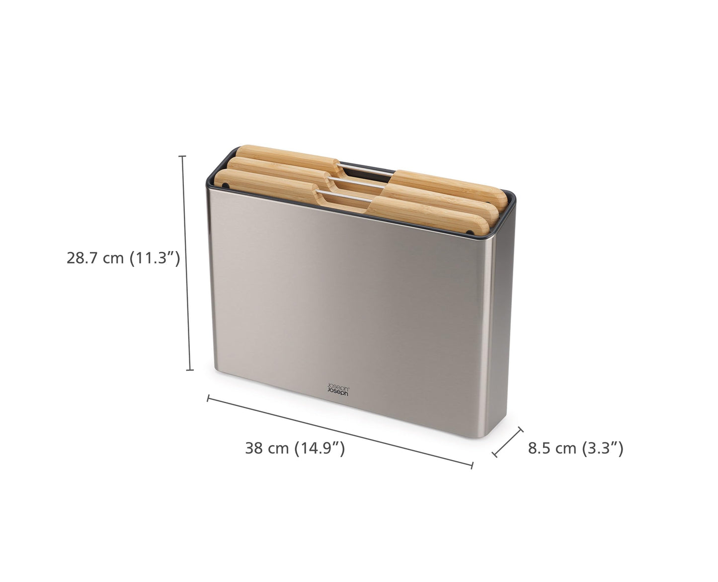 Joseph Joseph Folio Premium 3-Piece Bamboo Cutting Board Set, Stainless Steel Slimline Case for Organized Kitchen Storage