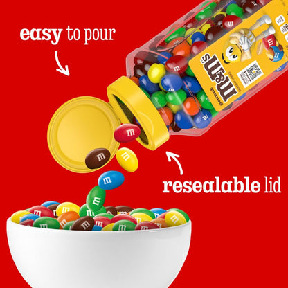 M&M's Peanut Candy Jars, Assorted Chocolate Candies, Party Size Bulk, Movie Night Treats, Buffet Chocolates, Resealable and Recyclable, 23 Ounces Each, Pack of 2