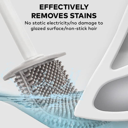 Toilet Bowl Brush and Holder Set with 2 Types of Brushes, Rubber & Silicone, Wall Mount Holder, Gray
