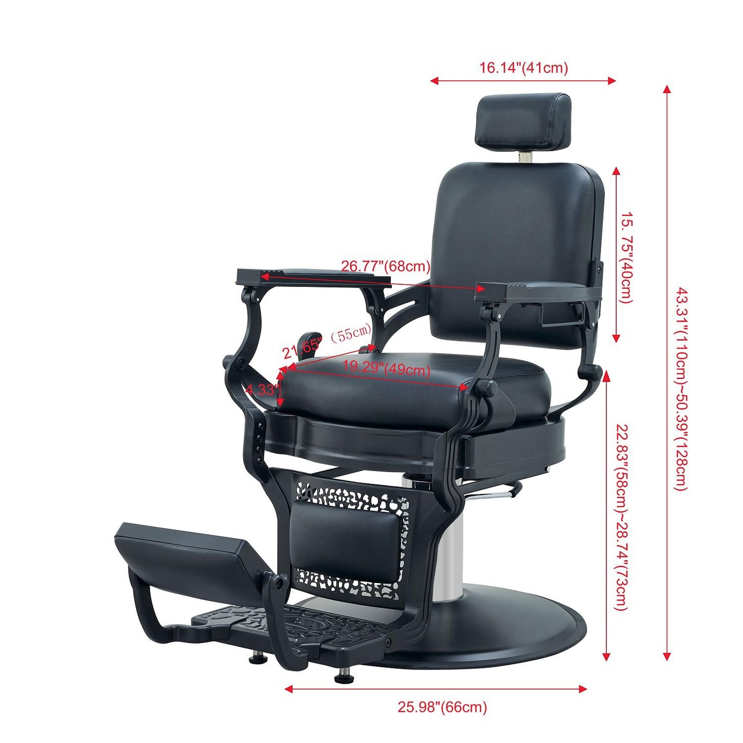 McDooFly Barber Chair Heavy Duty 700 lbs - Salon Chair for Hair Stylist - Black Reclining Barber Chairs for Barbershop - Salon Tattoo Shampoo Beauty Massage Equipment