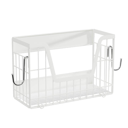 YIWANFW 2 Set Magnetic Fridge Shelf, White Magnetic Fruit Basket for Refrigerator Organizer Storage, Potato and Onion Storage Bins, Wire Baskets Magnet Rack for Laundry Washing Machine Kitchen Shelves
