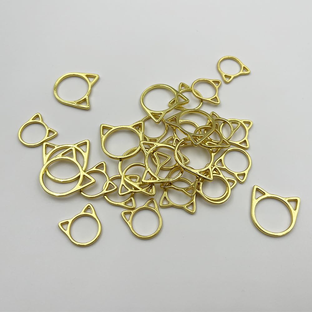 30Pcs Knitting Stitch Marker Metal Cat Head Shaped Stitch Markers for Knitting and Crocheting 2 Sizes Gold Needles Stoppers Locking Sewing Accessories