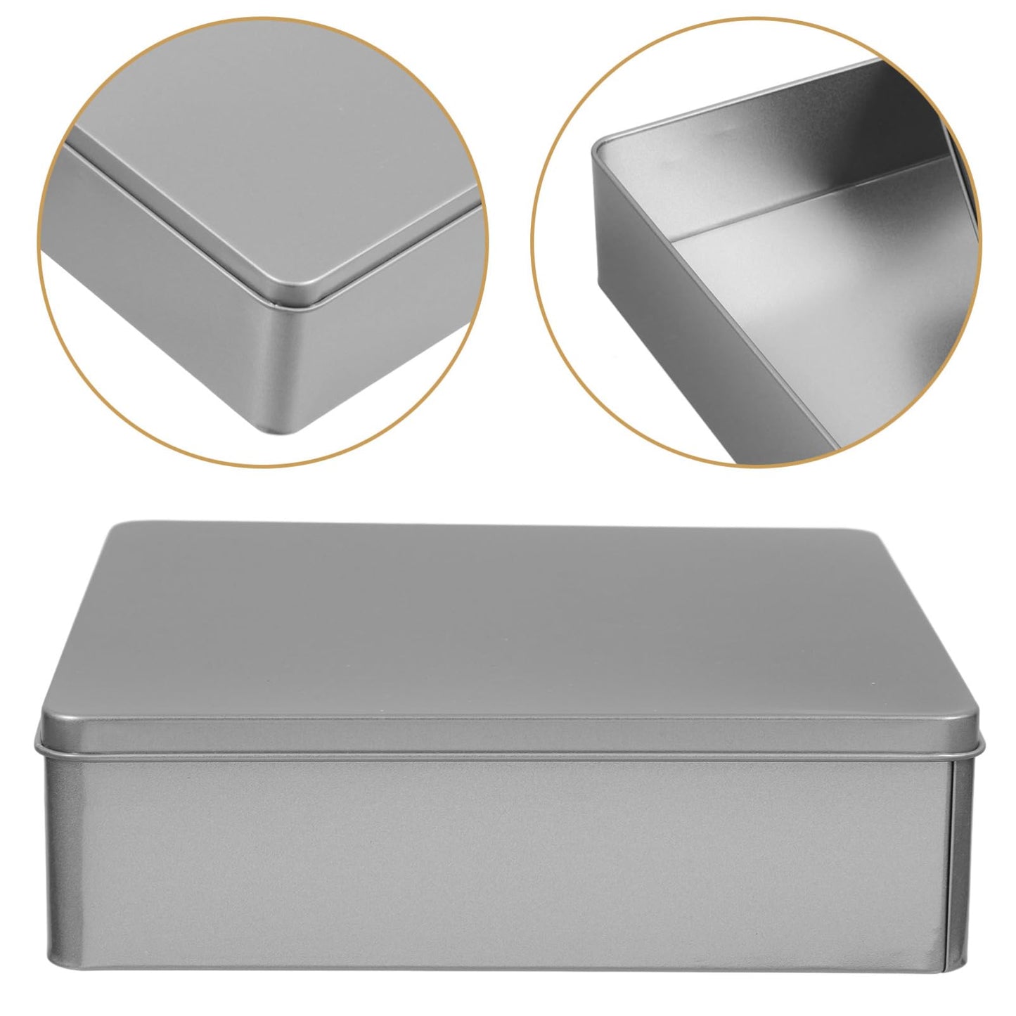 ABOOFAN Square Tinplate Storage Box 7.87X7.87X2.16In Decorative Reusable Candy Cookie Tin for Party Favors Festival Organizing