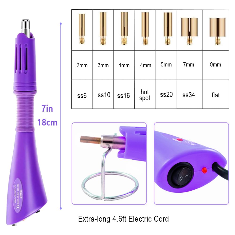 blinginbox Hotfix Applicator Tool DIY Hot Fix Rhinestone Setter Hot Fixed Kit 6000 Pcs 30/20/16/12/10/6SS 16 Colors Bigger Crystal Gems Picker Bedazzler Kit with Rhinestones Bedazzler Gun
