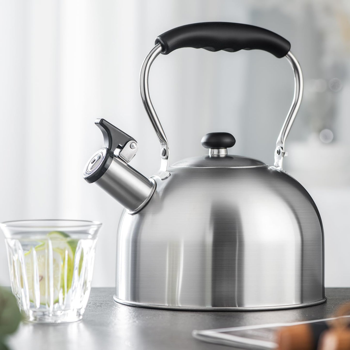 Whistling Tea Kettle – 2.64 Quart Stovetop Teapot, Stainless Steel Water Kettle for Camping & Kitchen, Foldable Handle – Perfect for Coffee & Tea