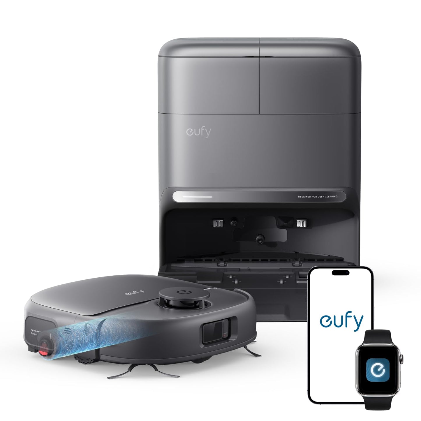eufy C28 Robot Vacuum and Mop Combo,15,000 Pa Suction, HydroJet Always Fresh Roller Mop, Upgraded from X10 Pro, Zero-Tangle Design for Pet Hair, Auto Mop Washing&Drying, Self-Emptying&Refilling