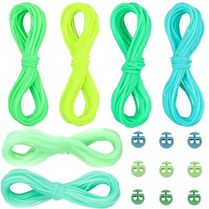 CRASPIRE 42Pcs Green Knitting Stitches Holder Cord Lock Kit 6 Roll Hollow Pipe Rubber Markers 1.4mm Needle Stoppers Set Tubing Barber with 36Pcs Silicone Locks for DIY Beading Necklaces Bracelet Craft