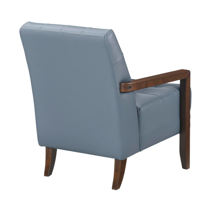 Lexicon Modern Accent Chair, Luxury Genuine Leather Match Living Room Chair with Tufted Cushions, Solid Wood Frame and Arm Rest, Comfy Upholstered Single Seat for Bedroom/Reading/Office, Blue