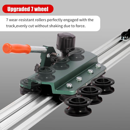 71" Manual Tile Cutter, Large Format Ceramic Tile Cutting Tool with Built-in Suction Cups & Tile Clamp, 3-Head Scoring Wheel System, for Up to 0.47-Inch Thick Tiles