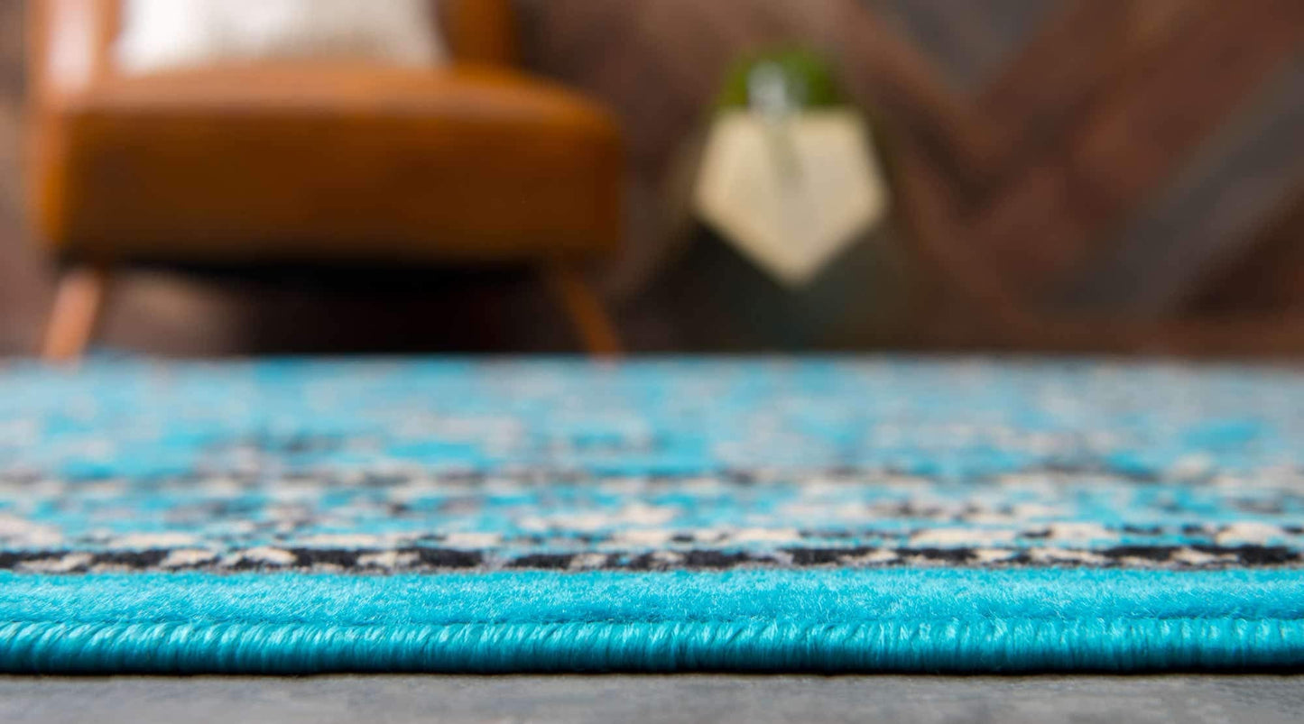 Unique Loom Sialk Hill Collection Area Rug - Washington (9' 10" x 13' 1" Rectangle, Turquoise/ Black)
