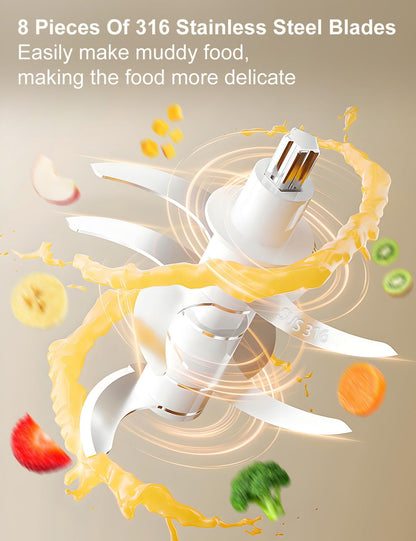 Swenteling Baby Food Maker, Creamy White Baby Food Blender, 10oz Food Puree Maker, Food Processor for Foods Fruit Vegetable Meat, 8-Second Quick Soft Food Prep，BPA-Free
