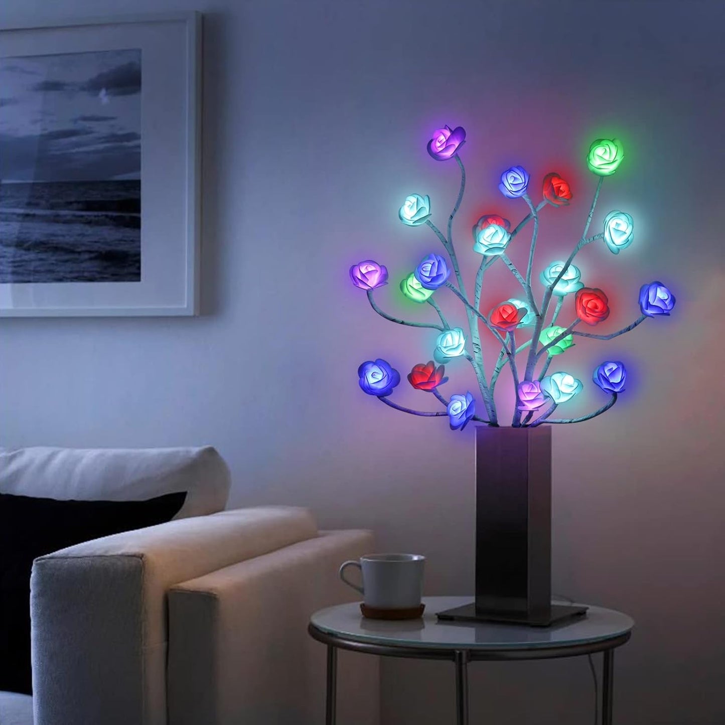 16 Valentine's Day Gift Rose Tree Lamp Color-Changing, Table Tree Light with Remote, Girls Gift for Mom Flower Lamp