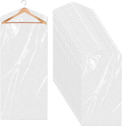 DERIQ 20pcs 60 Inch Plastic Garment Bag, Clear Dry Cleaner Bags for Clothes Cover, Laundry Bags for Storage