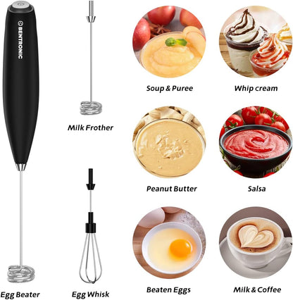 Double Whisk Milk Frother Handheld Electric Mixer, Egg Beater, Foam Maker for Coffee, Latte, Cappuccino