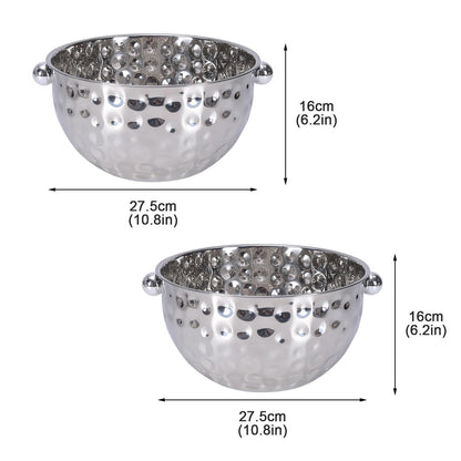 2 Set Ice Bucket for Freezer,Circle Stainless Steel Ice Cube Bin with Scoop＆Handle,Large Capacity Ice Container Champagne Bucket Carry Drink Storage Cooler,Halloween Ice Buckets for Partie
