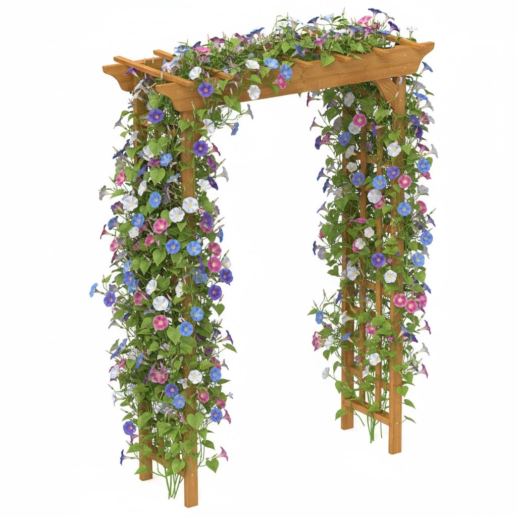BIGTO Wooden Arbor 63" x 26" x 85", Wood Wedding Trellis for Plant Climbing, Outdoor Decor Pergola