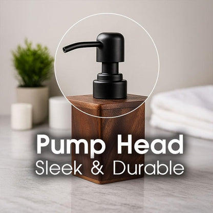 AUSAULAC 200ml Solid Wood Soap Dispenser for Bathroom,Kitchen –Wooden Refillable Hand Soap Pump, Lotion Dispenser, Bathroom Accessories, Wood Lotion Container (7oz/200ml)