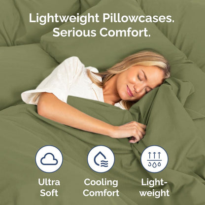 Standard Pillow Cases Set of 2 | Soft Hotel Quality, Wrinkle-Free & Stain Resistant | Sage Green