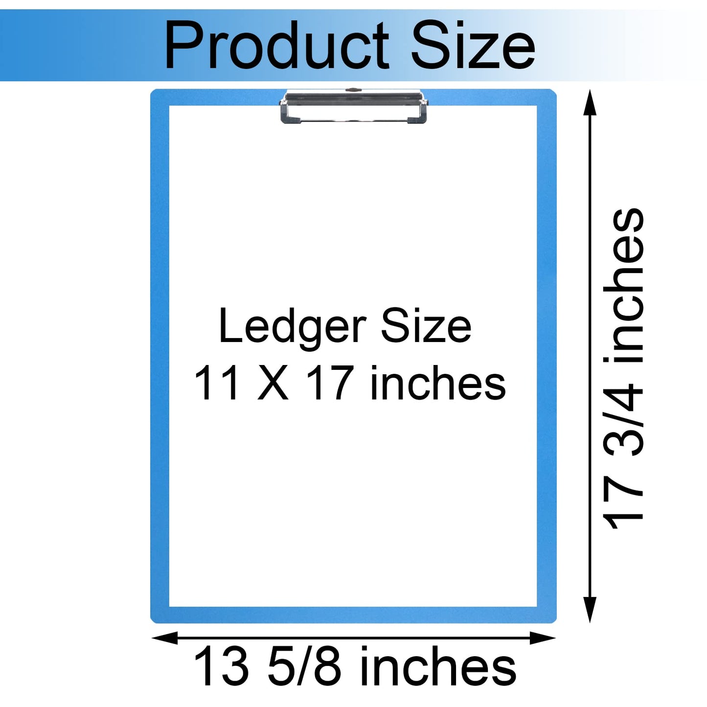 Acocony 11x17 Clipboard Landscape Super Tough Extra Large Clipboard Low Profile Clip Not Fragile 11 x 17 Clipping Board PP Plastic Blue Pack of 1
