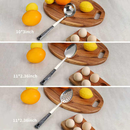 5-Piece Stainless Steel Serving Spoon Set, Large Serving Spoons with Ladle & Slotted Spoon, Metal Serving Spoons for Cooking, Buffet, Soup, Rice, Commercial & Home Kitchen