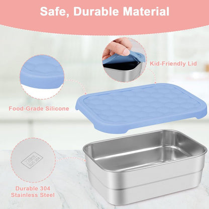 Caperci 25oz Stainless Steel Food Containers, 3-Pack Bento Lunch Box with Silicone Lids, Leak-Proof Reusable Meal Prep Container for Sandwiches & Snacks, BPA-Free (720ML)