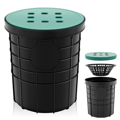 Kritkin Catch Basin with Grate 14.9 x 12.4 Inch Round Large Catch Basin for Drainage with Debris Basket French Drain Without Reserved Hole for Yard, Downspout, Lawn, Municipal Pipeline