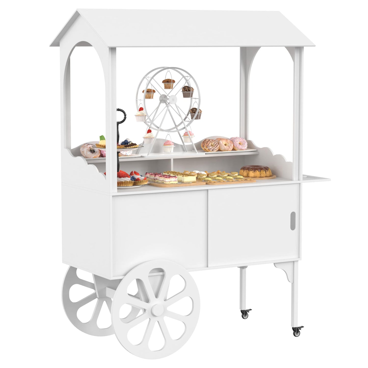 GDLF Candy Cart for Party - Cake Stand - Dessert Cart with Wheels & Storage Cabinet for Wedding, Baby Shower, Birthday & Party Decor