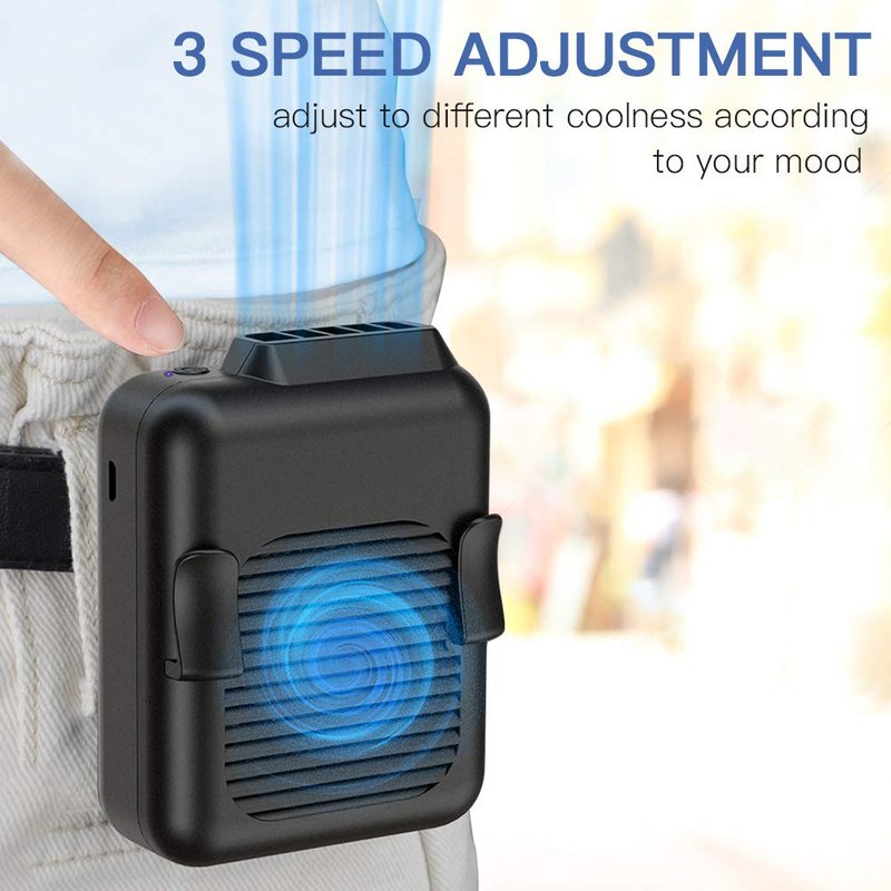 Koonie Portable Waist Belt Cooling Fan Rechargeable, 23h Use Time, 5100RPM Strong Airflow with 3 Speed Levels, Personal Under Shirt Fan for Men,Hands-free Clip on Pants Fan for Outdoor Working,Jobsite