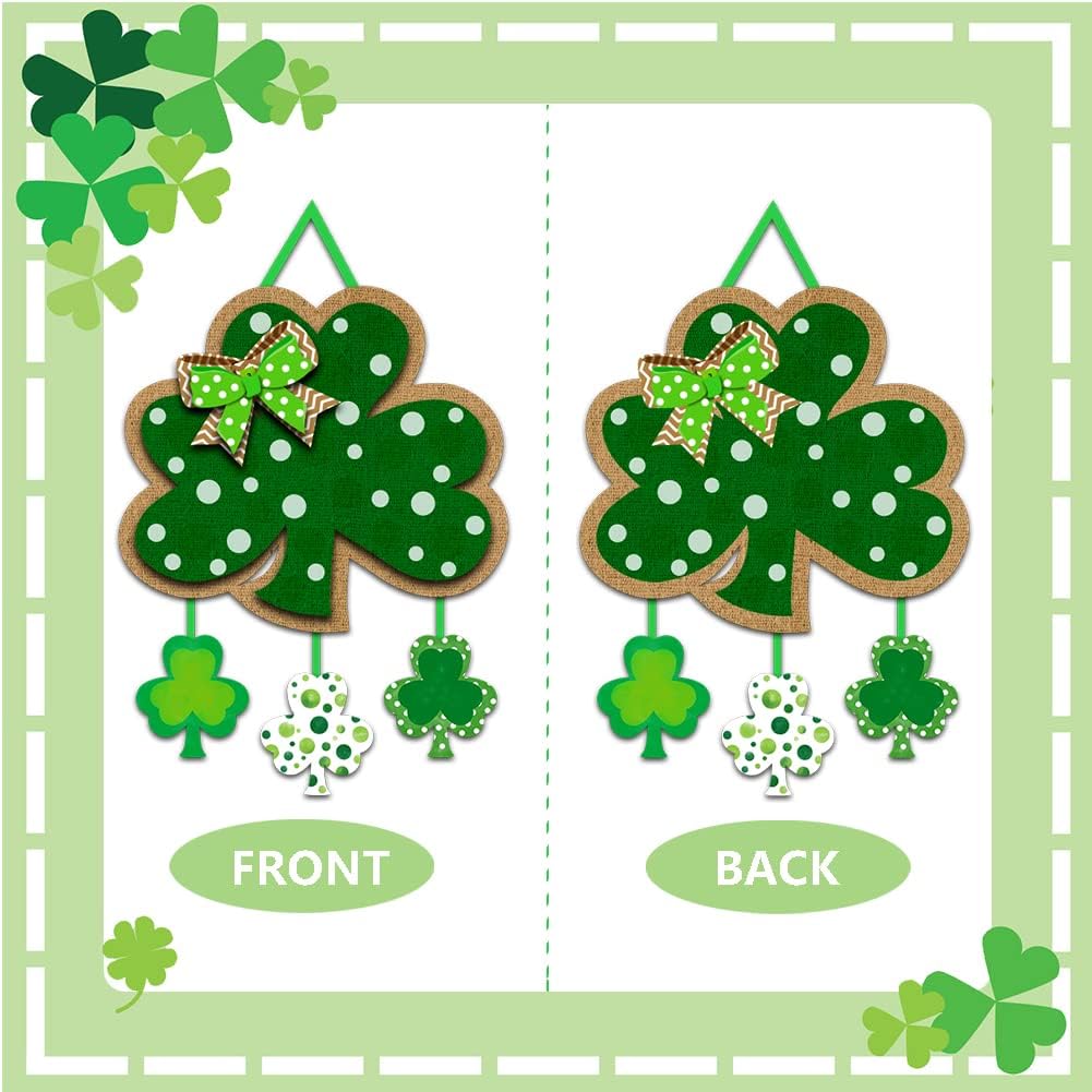 Friday Night St. Patrick's Day Door Sign - Irish Hanging Welcome Board with 3-D Cardboard Green Shamrock Hanger