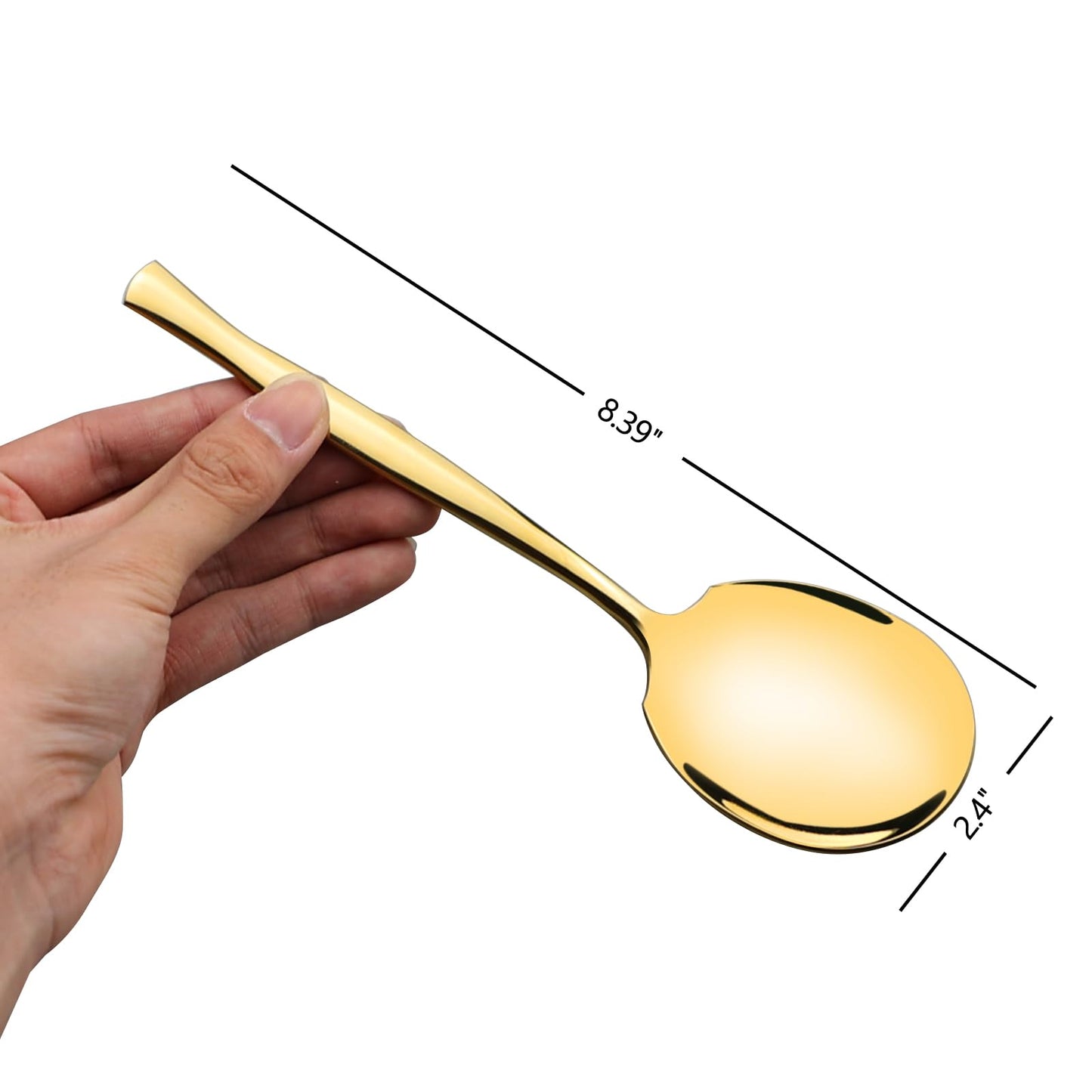Sadstory 8 Pieces Stainless Steel Serving Spoons, Gold Banquet Serving Spoons