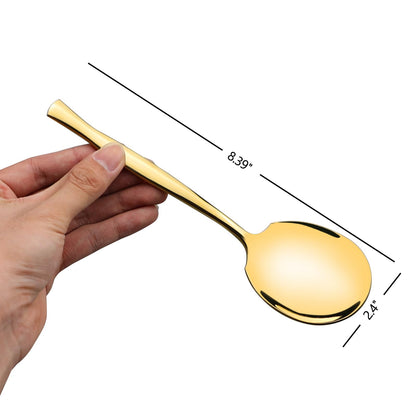 Sadstory 8 Pieces Stainless Steel Serving Spoons, Gold Banquet Serving Spoons