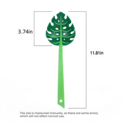 Jungle Spoon Monstera Leaf Soup Skimmer Spoon, Green, PP Material, 11.8x3.7 Inch, Kitchen Strainer with Anti-Slip Base, Long Handle