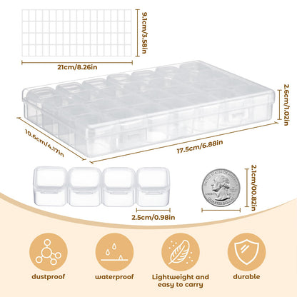Diamond Painting Boxes Plastic Organizer 18 Pack 28 Grids Bead Storage Containers 504 Slots with 512pcs Label Stickers, Diamond Art, Bead Box, Painting Boxes Plastic Organizer