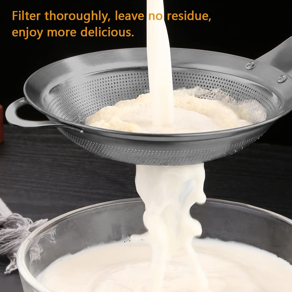 Fine Mesh Stainless Steel Metal With HoleSieve Food Strainer Grease Spider Skimmer And With Handle Large Holes Slotted Colander Frying Spoon Set,Handheld For Kitchen Cooking And Filter Food Residues