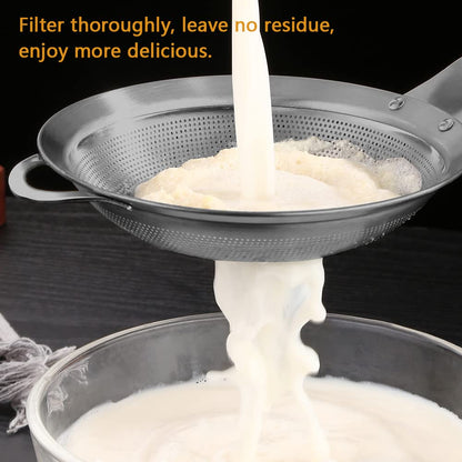 Fine Mesh Stainless Steel Metal With HoleSieve Food Strainer Grease Spider Skimmer And With Handle Large Holes Slotted Colander Frying Spoon Set,Handheld For Kitchen Cooking And Filter Food Residues