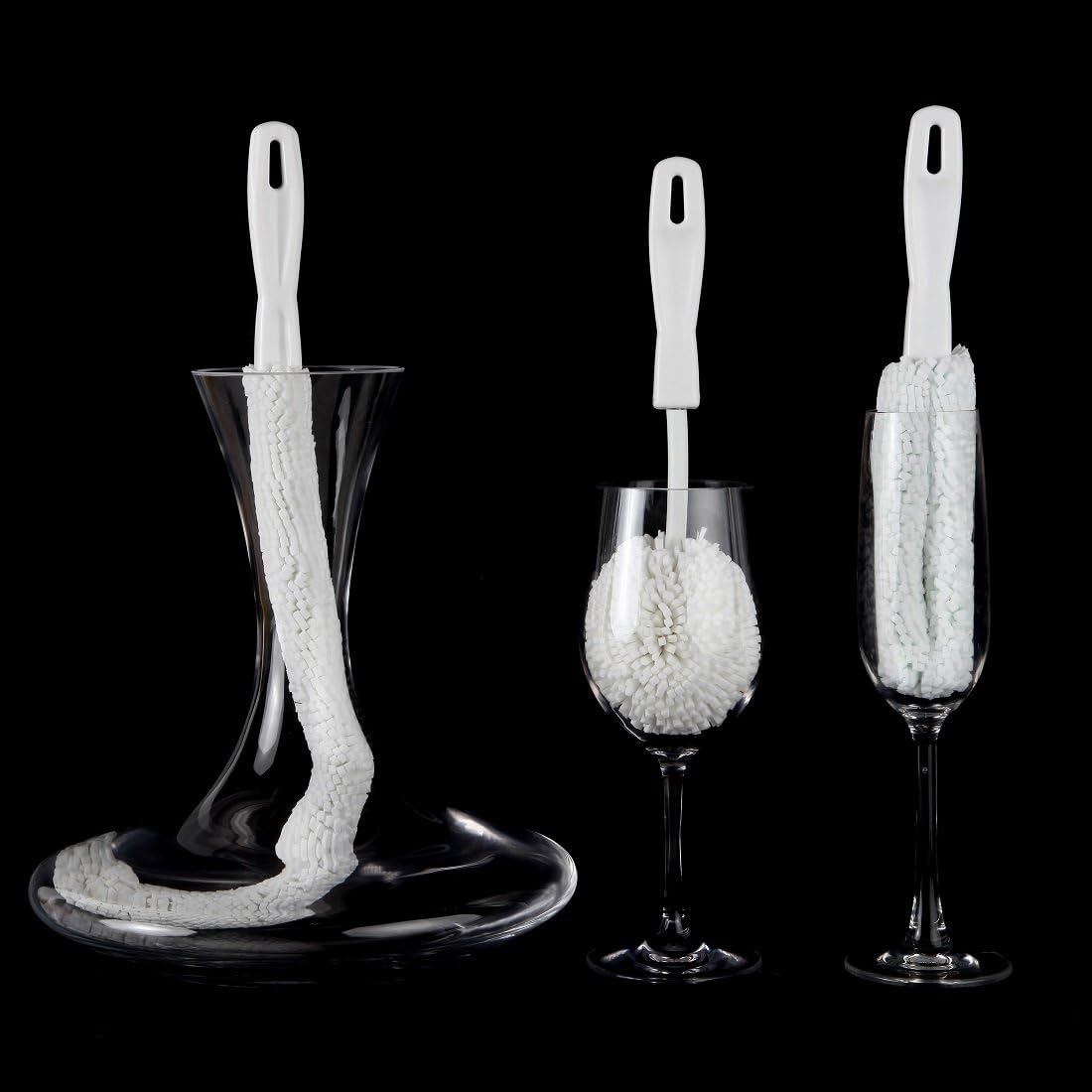 Lily's Home Decanter Cleaning Brush Set, Glassware Cleaning Brushes for Hard to Reach Areas, Set of 3