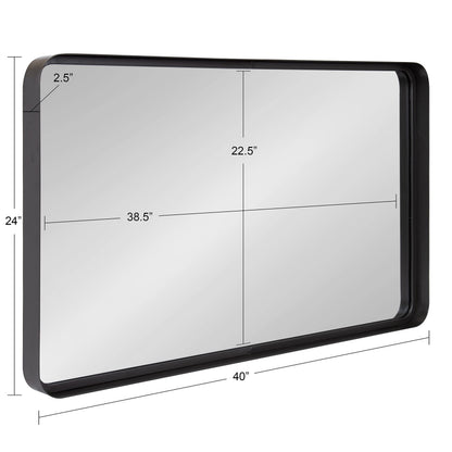 Kate and Laurel Armenta Modern Soft Rectangle Metal Framed Mirror; 40 x 24; Gray; Functional Industrial Accent Mirror with Bold Finish for Wall Decor
