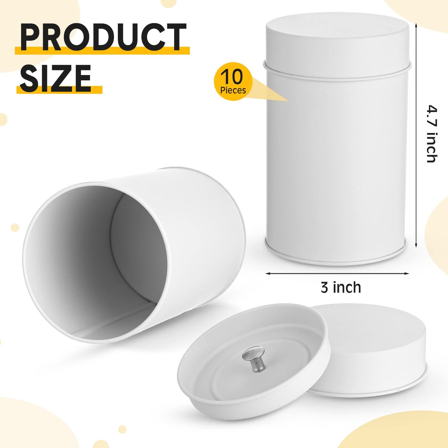 Zopeal 10 Pack Tea Tin Canister with Airtight Double Lids 16 oz Metal Round Tin Can Box with Lid Double Sealed Small Kitchen Container for Loose Tea Storage Coffee Sugar Candy Herbs and Spices