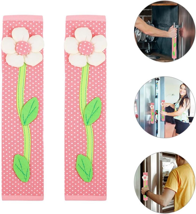 SOLUSTRE 6pcs Flower Refrigerator Handle Gloves, Car Door Handle Covers, Kitchen Appliance Handle Cover Fabric