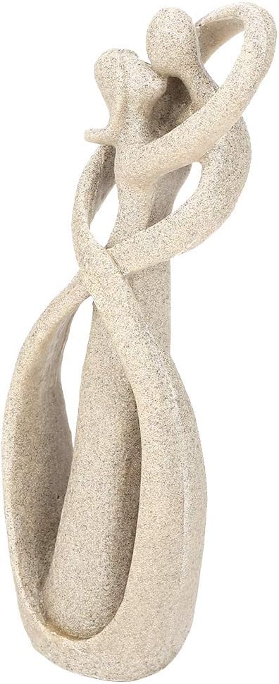 Eujgoov Handmade Sandstone Lover Figurine, Abstract Art Kiss Couple Statue, Valentine's Gift Home Wedding Decor