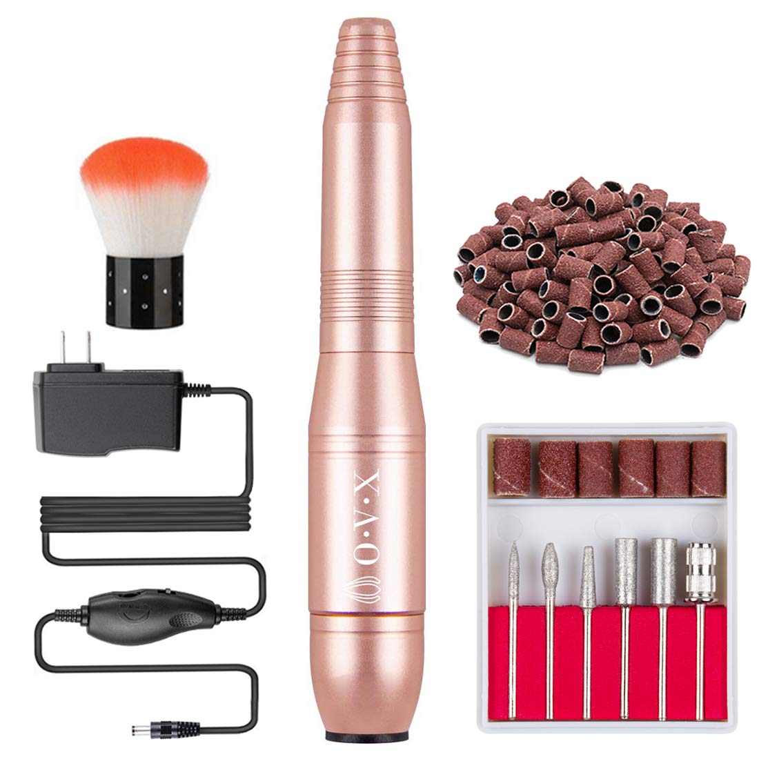 Portable Electric Nail Drill File Machine with Acrylic Nail Kit Set Professional 20000rpm Manicure Pedicure with Sanding Bands Brush for Nail Art Gel Nail Polish Tips Clippers