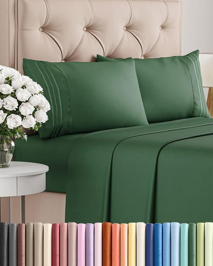 King Size 4 Piece Sheet Set - Comfy Cooling Bed Sheets for Luxury Bedding - Deep Pockets, Soft & Wrinkle-Free - Oeko-Tex Certified, Emerald Green
