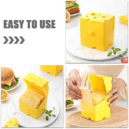 IMIKEYA Cute Sliced Cheese Storage Container, Airtight Cheese Box with Flip Lid, Butter Block Fridge Keeper for Kitchen