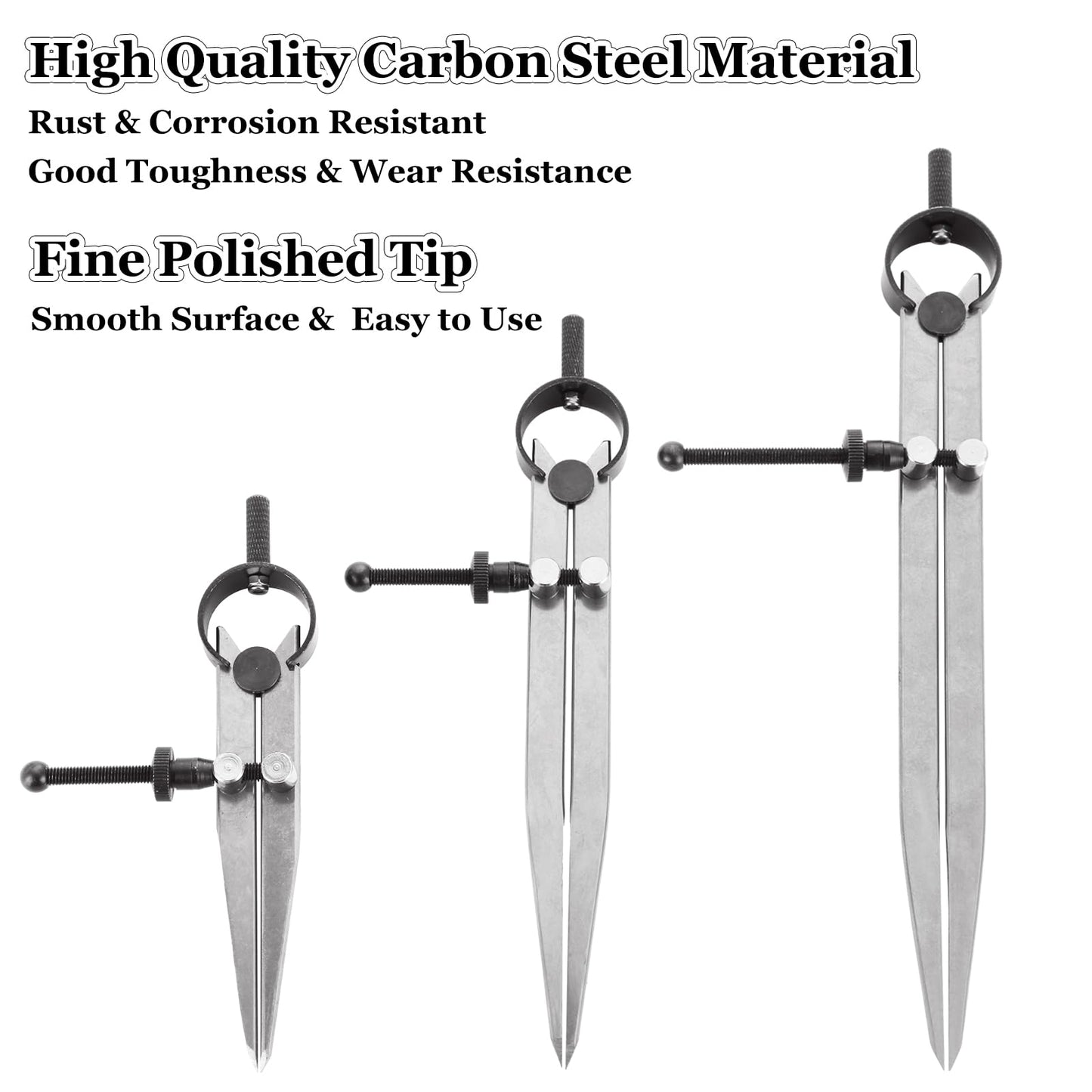 LDHHYH 3 Pack Adjustable Spring Wing Divider, 4/6/8 Inch Steel Lockable Divider Wing Compass, Precision Compass Geometry Tool for Drawing Drafting Woodworking Leather Craft