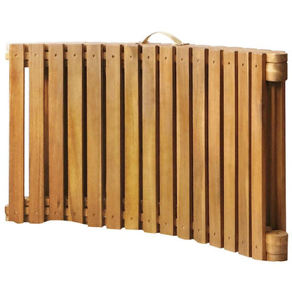 Solid Acacia Wood Outdoor Sun Lounger with Cushion, Foldable Slatted Design for Garden Patio Pool, Ergonomic Curved Lounge Bed with Head Pillow and Se Rope Ties