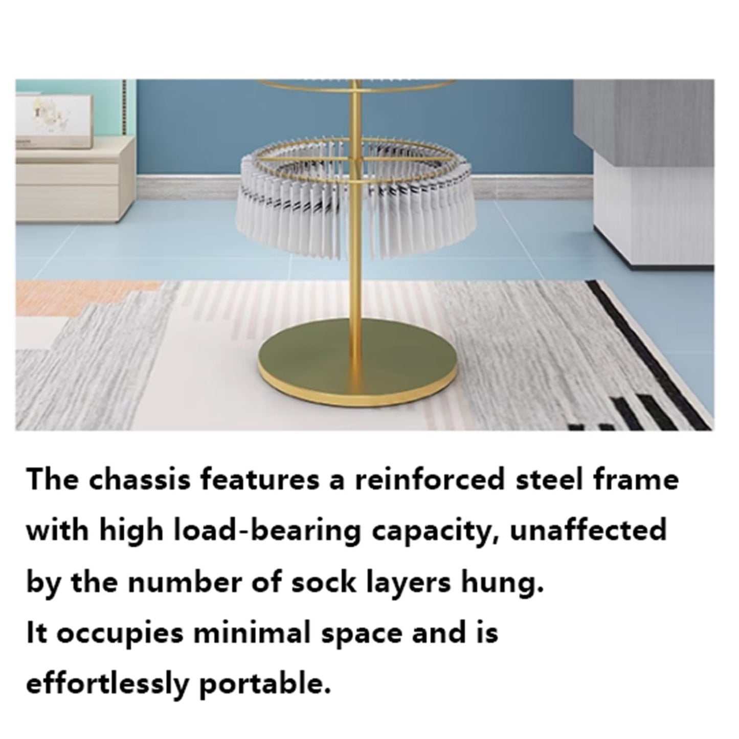 Retail Organizer Stand, Metal, Round Rotating Sock Display Rack, Commercial Clothing Store Shelf, for Handbags, Wreaths, Hats, Scarves, Jewelry & Crafts, 3/4/5/6/7 Layers(Gold,6th Floor)